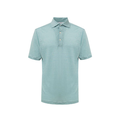 Gran Sasso Blue Linen Polo Shirt