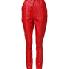 Dolce & Gabbana Red Viscose High Waist Tapered Trouser Pants