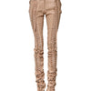 Dolce & Gabbana Beige Lace Details Mid Waist Skinny Pants