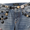 Dolce &amp; Gabbana – Blaue, zerfetzte Skinny-Denim-Jeans mit Verzierung 