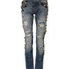 Dolce & Gabbana Blue Embellished Tattered SkinnyDenim Jeans