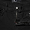 Dolce & Gabbana Black Cotton Logo Skinny MidWaist Denim Jeans
