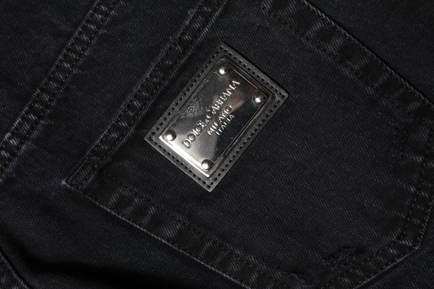 Dolce &amp; Gabbana – Schwarze, zerfetzte Jeans aus Baumwolle mit mittlerer Taille 