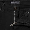 Dolce & Gabbana Black Cotton Logo Skinny Mid Waist Denim Jeans