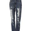 Dolce & Gabbana Blue Cotton Boyfriend Tattered Denim Jeans