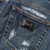 Dolce & Gabbana Blue Cotton Boyfriend Tattered Denim Jeans