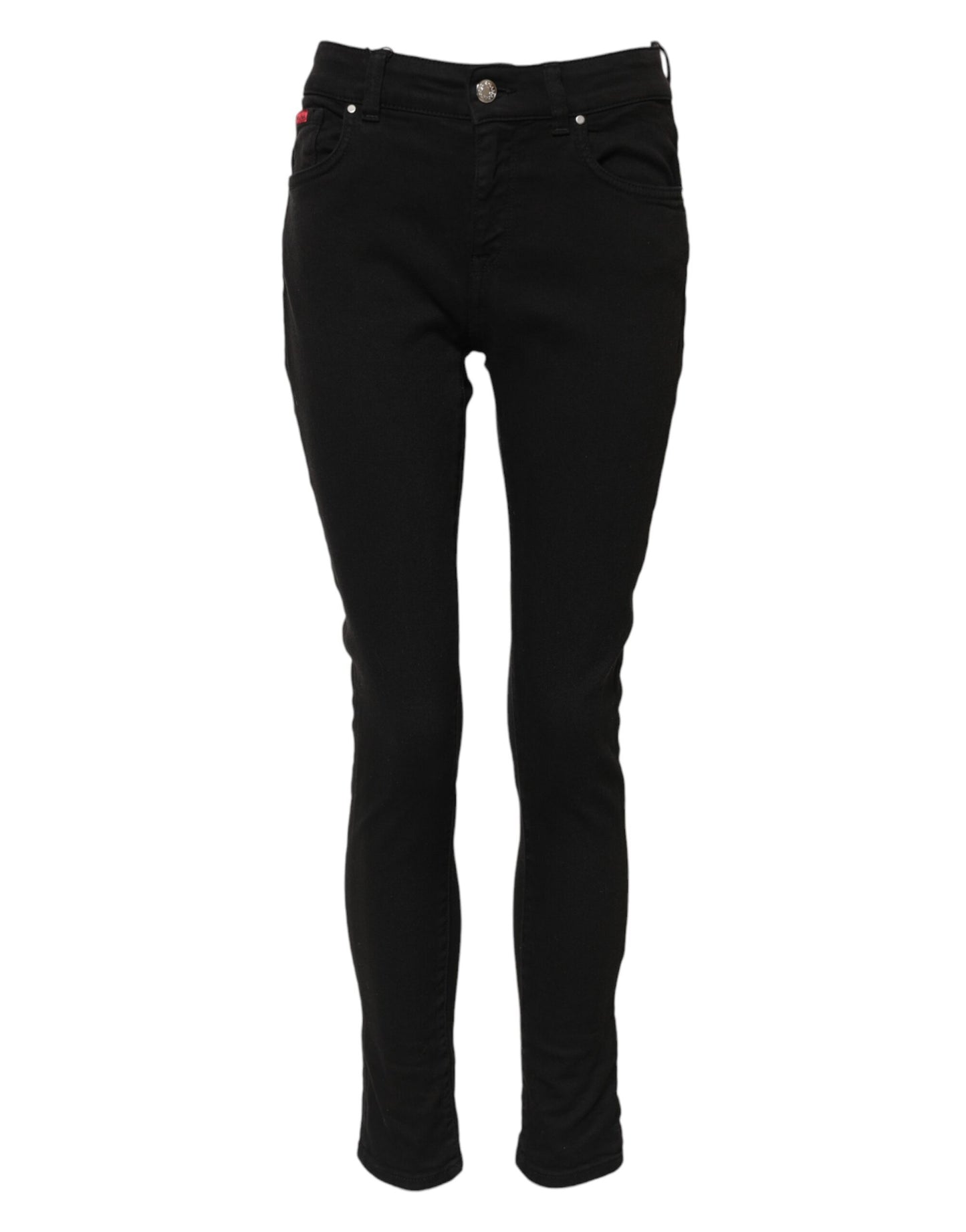 Dolce &amp; Gabbana – Schwarze Skinny-Jeans aus Baumwoll-Denim mit Logo und mittlerer Taille 