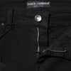 Dolce &amp; Gabbana – Schwarze Skinny-Jeans aus Baumwoll-Denim mit Logo und mittlerer Taille 