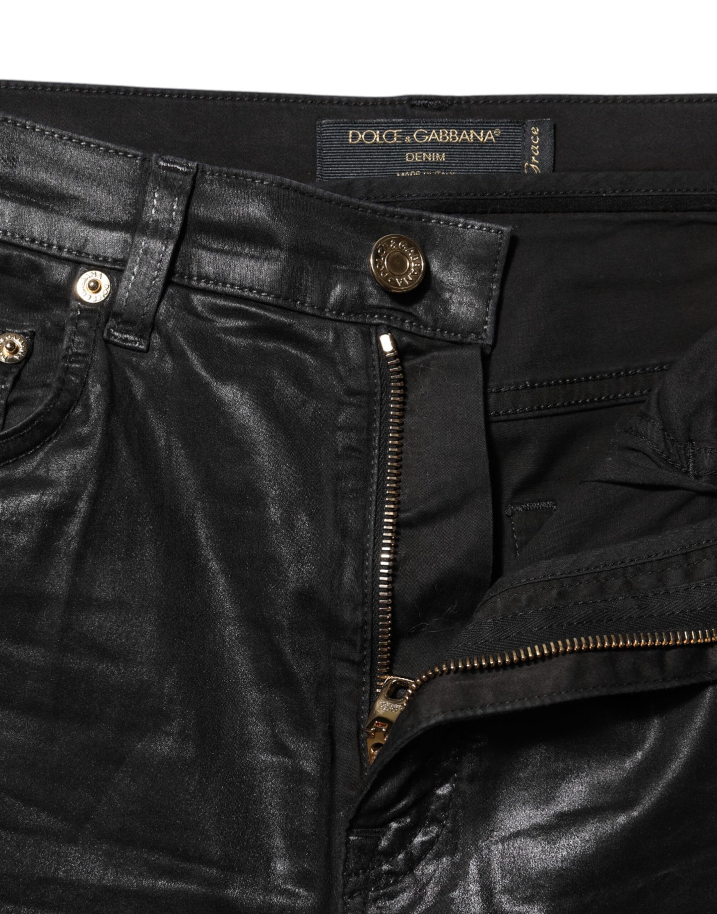 Dolce &amp; Gabbana Schwarze GRACE Skinny Jeans mit hoher Taille