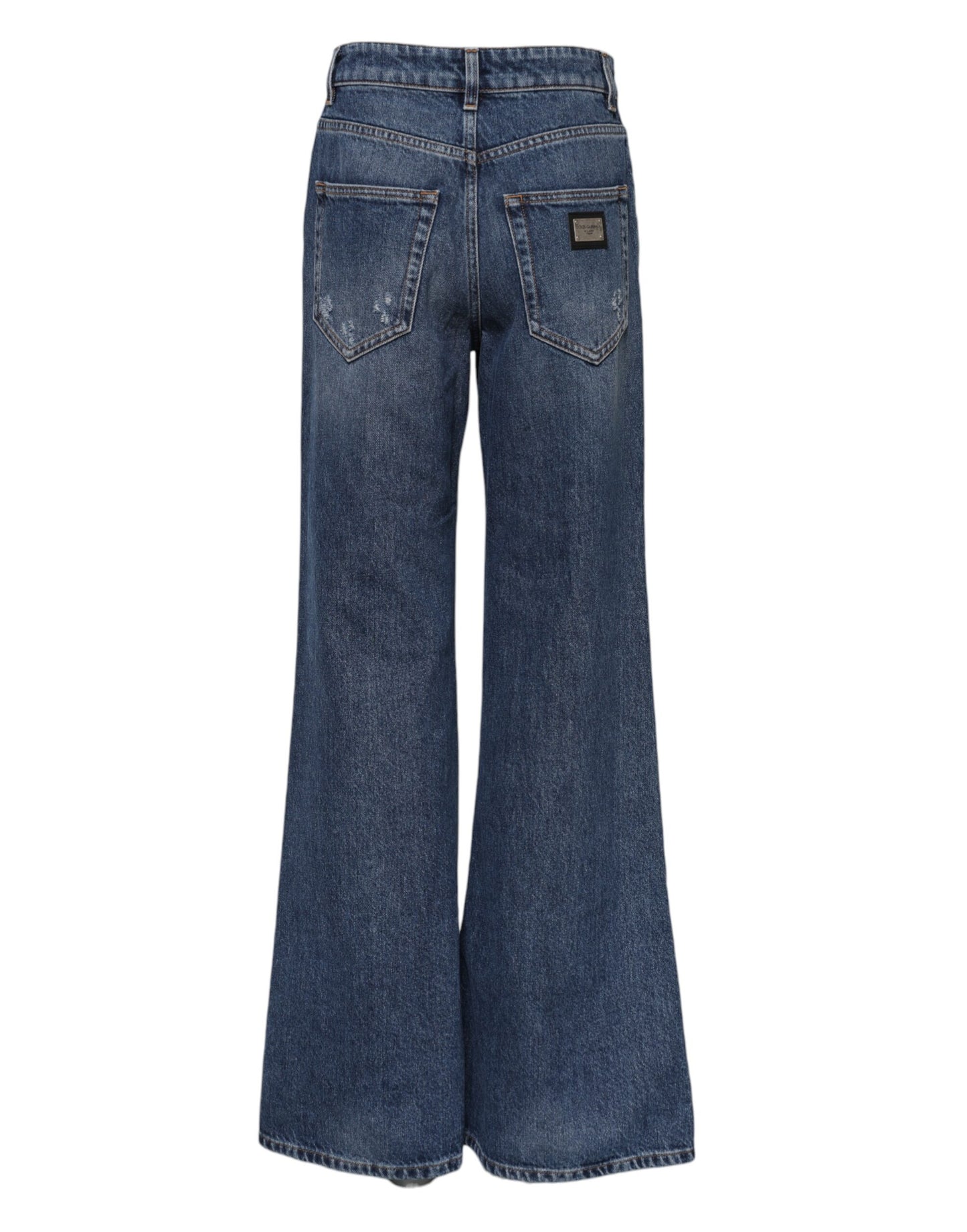 Dolce &amp; Gabbana – Blaue, zerfetzte Baumwolljeans mit weitem Bein 