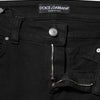 Dolce & Gabbana Black Cotton Logo Skinny Mid Waist Denim Jeans