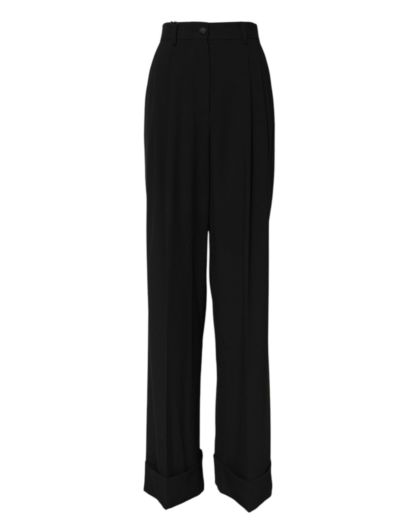 Dolce & Gabbana Black Wool High Waist Formal Pants