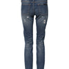 Dolce &amp; Gabbana – Blaue Skinny-Jeans mit Spielkartenstickerei 