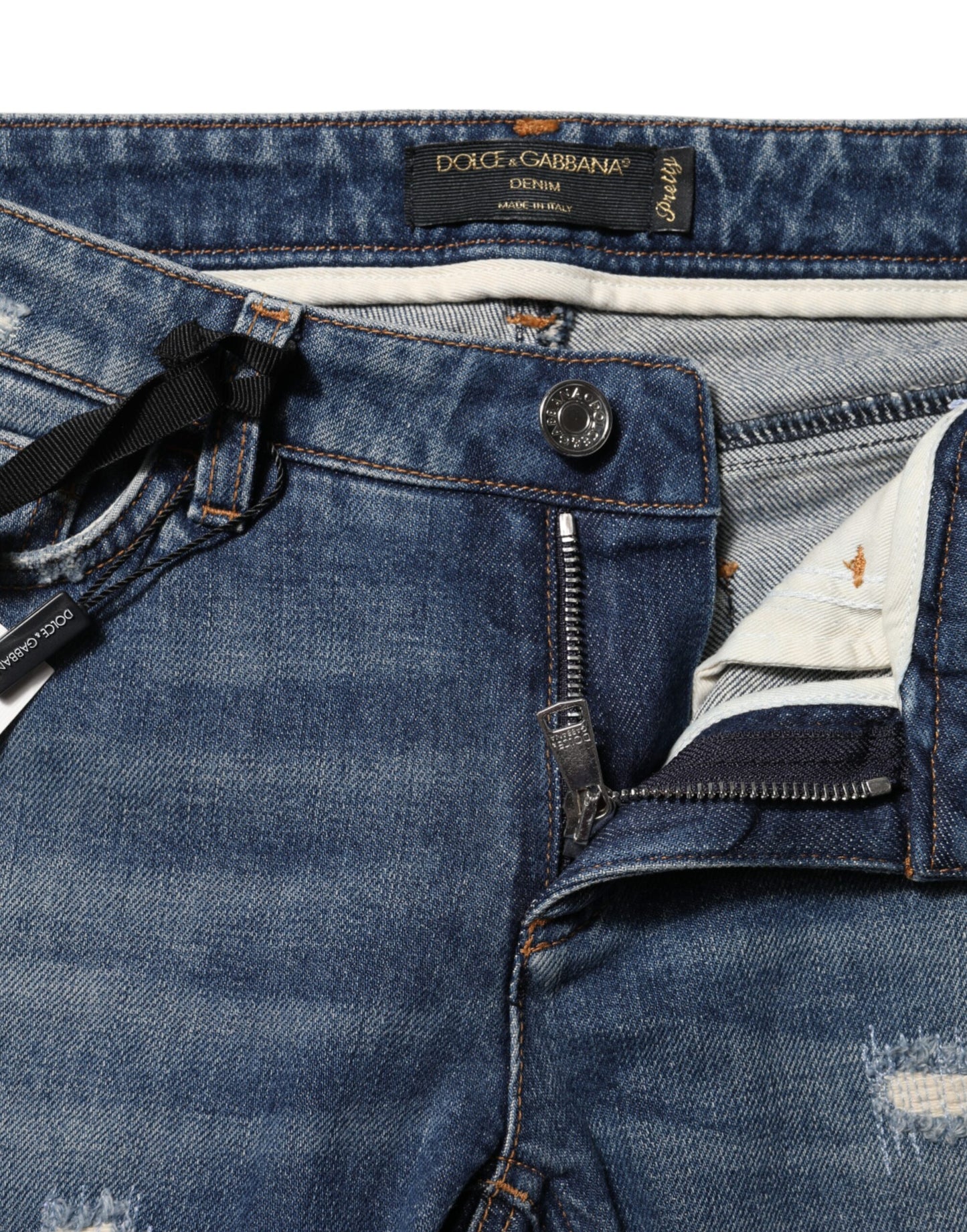 Dolce &amp; Gabbana – Blaue Skinny-Jeans mit Spielkartenstickerei 