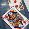 Dolce &amp; Gabbana – Blaue Skinny-Jeans mit Spielkartenstickerei 