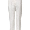 Dolce & Gabbana White Cotton Floral Jacquard Pants