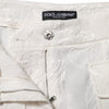 Dolce & Gabbana White Cotton Floral Jacquard Pants