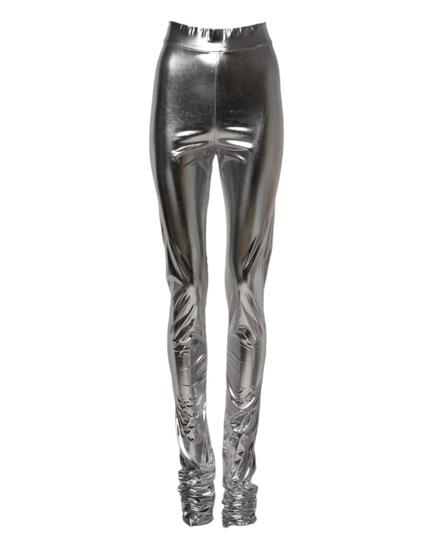 Dolce &amp; Gabbana – Schmal geschnittene Leggings aus Polyester in Metallic-Silber 