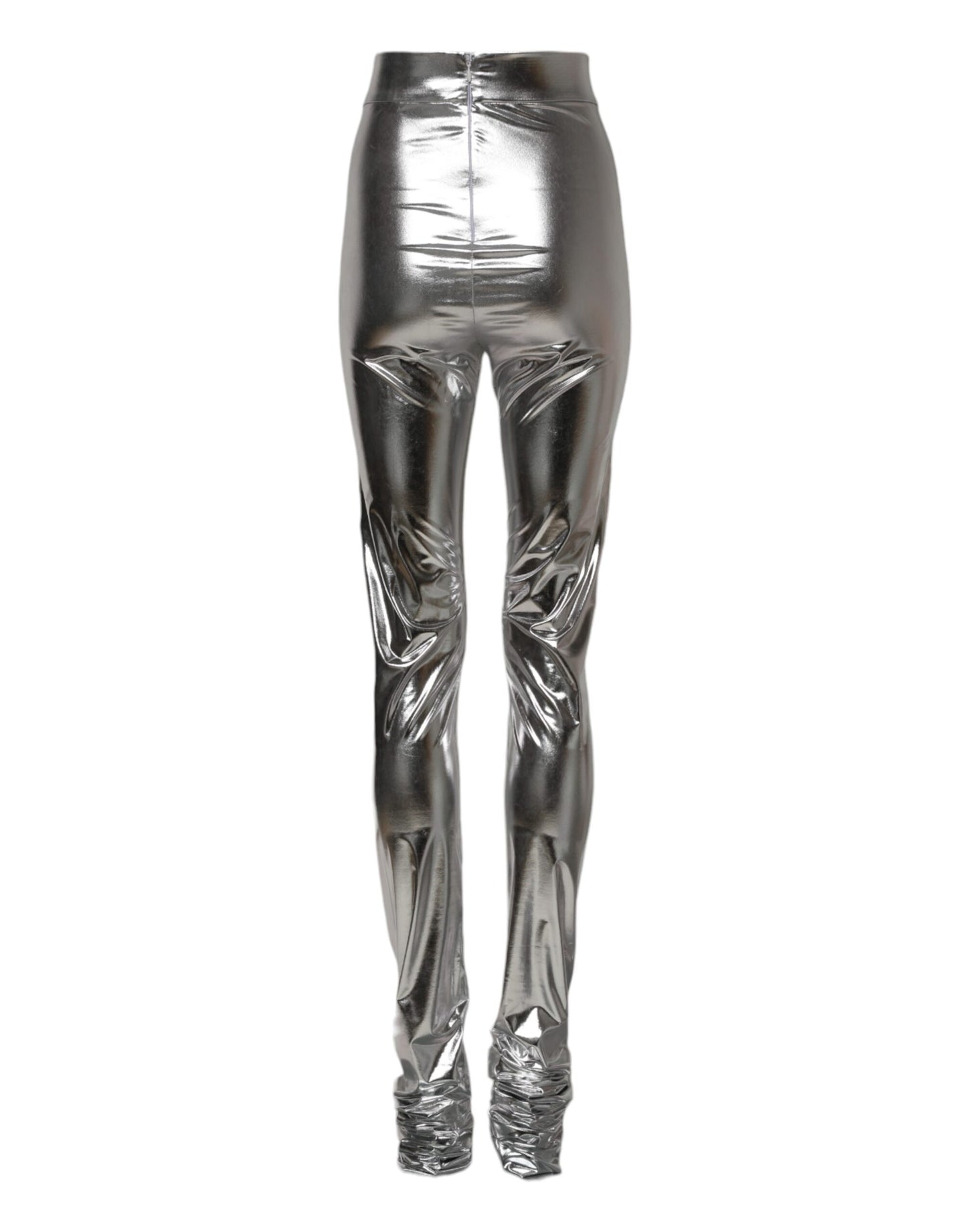 Dolce &amp; Gabbana – Schmal geschnittene Leggings aus Polyester in Metallic-Silber 