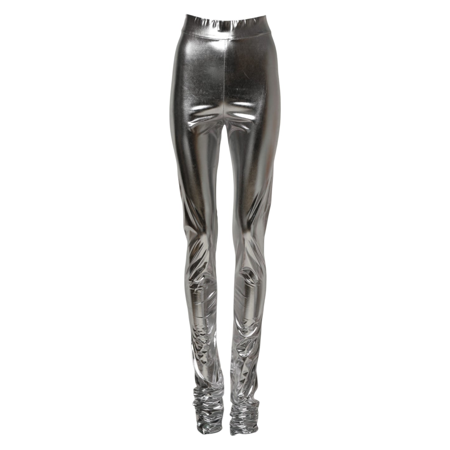 Dolce &amp; Gabbana – Schmal geschnittene Leggings aus Polyester in Metallic-Silber 
