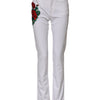 Dolce & Gabbana White Floral Embroidery GIRLY Denim Jeans