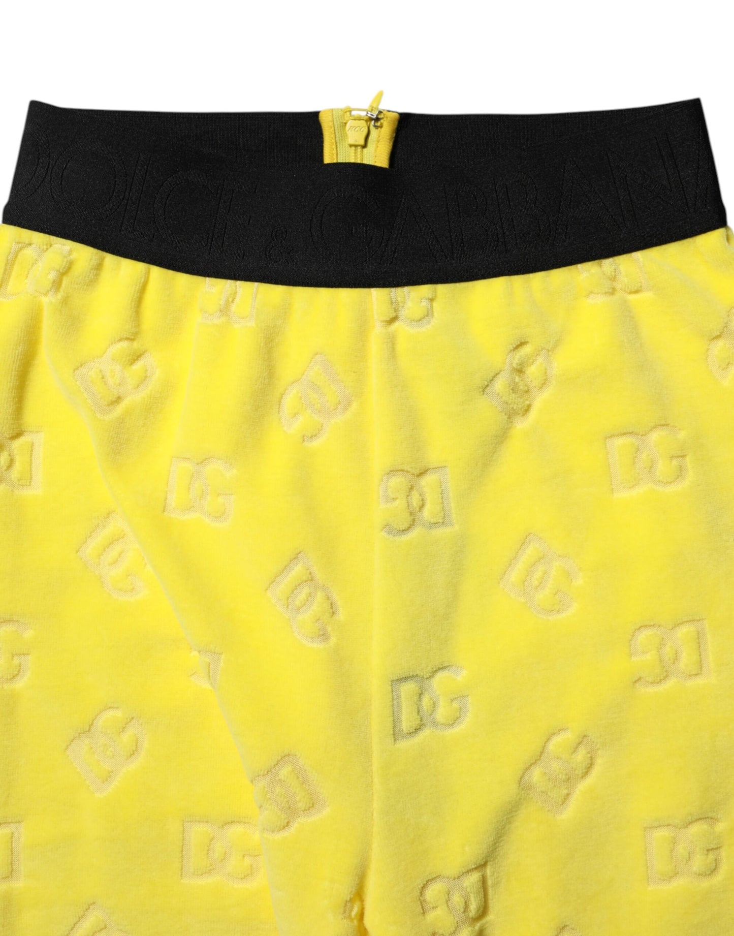 Dolce & Gabbana Yellow Logo Slim Fit Leggings Pants