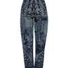 Dolce & Gabbana Blue Graphic Print Tapered Denim Jeans
