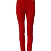 Dolce & Gabbana Red Mid Waist Slim Fit Pants
