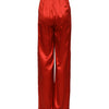 Dolce & Gabbana Red Satin High Waist Wide Leg Pants