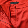 Dolce & Gabbana Red Satin High Waist Wide Leg Pants