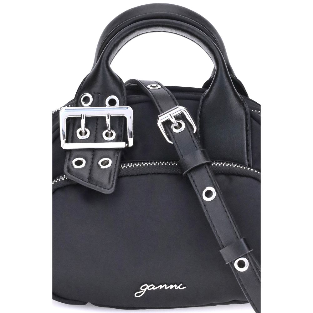 Ganni Schwarze Nylon-Schultertasche
