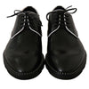 Dolce & Gabbana Black Leather White Line Dress Derby Shoes