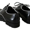 Dolce & Gabbana Black Leather White Line Dress Derby Shoes
