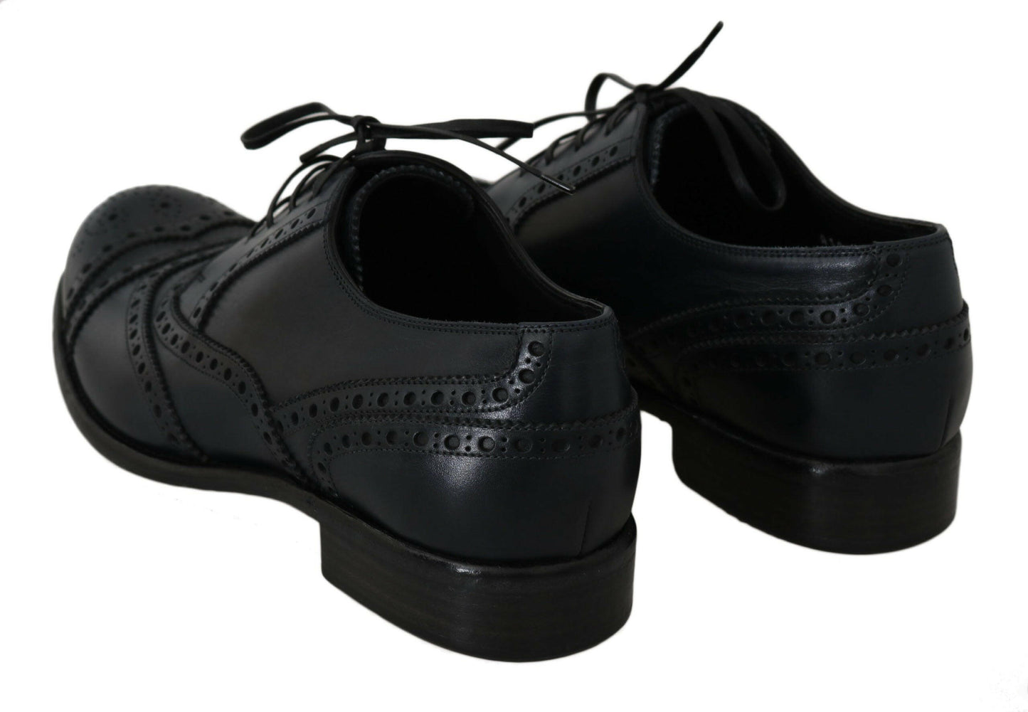 Dolce &amp; Gabbana – Dunkelblaue Oxford-Schuhe aus Leder mit Flügelkappe