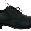 Dolce &amp; Gabbana – Dunkelblaue Oxford-Schuhe aus Leder mit Flügelkappe