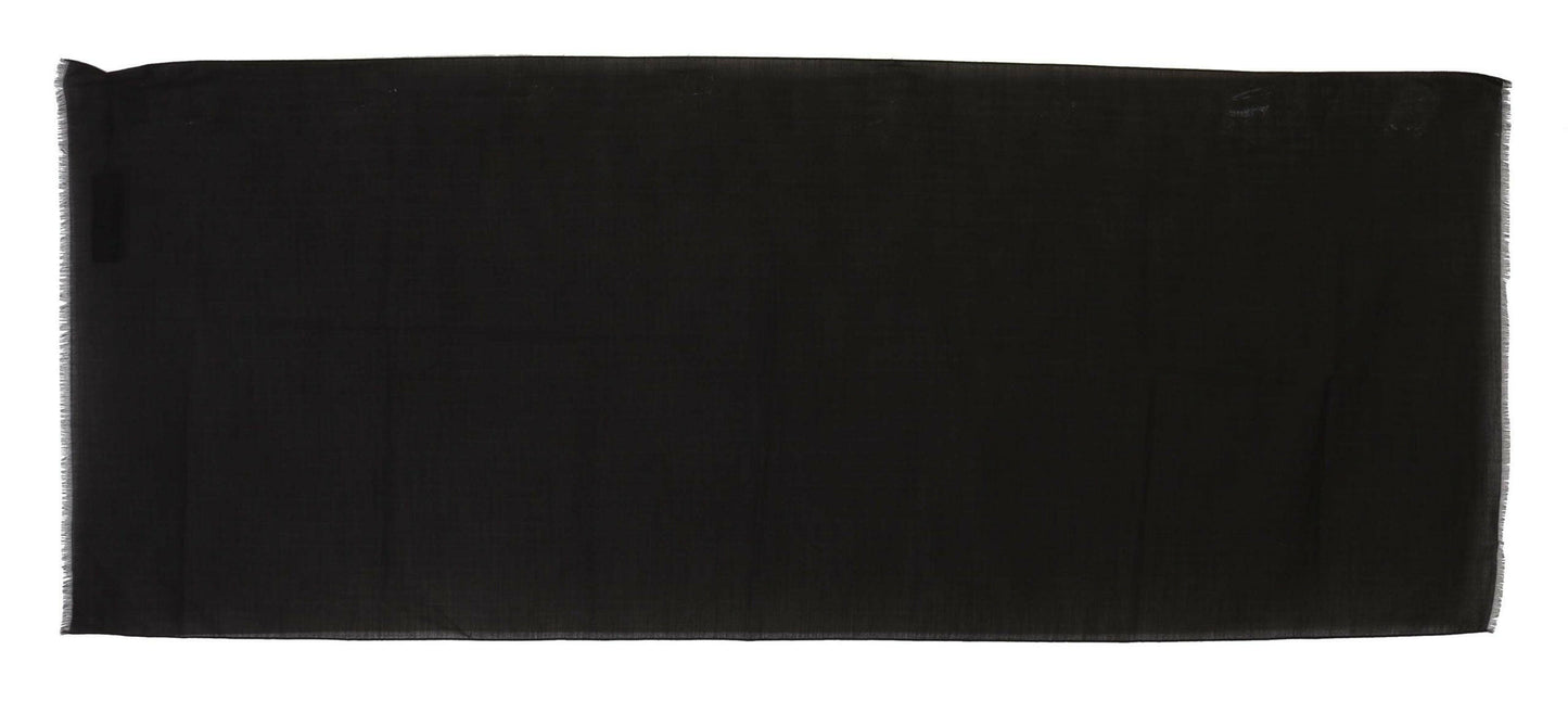 Dolce & Gabbana Dark Gray Virgin Wool Striped Pattern Wrap Scarf