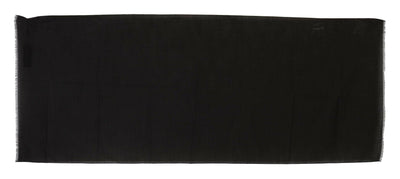 Dolce & Gabbana Dark Gray Virgin Wool Striped Pattern Wrap Scarf