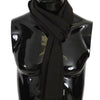 Dolce & Gabbana Dark Gray Virgin Wool Striped Pattern Wrap Scarf
