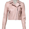 Dolce & Gabbana Light Pink Collar Leather Women Biker Jacket