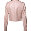 Dolce & Gabbana Light Pink Collar Leather Women Biker Jacket