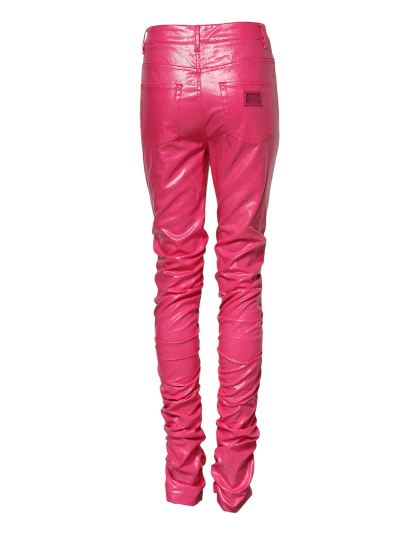 Dolce &amp; Gabbana – Skinny-Jeans aus rosa Baumwolle mit hoher Taille