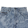 Dolce & Gabbana Blue Floral Print Denim Cotton Hot Pants Shorts