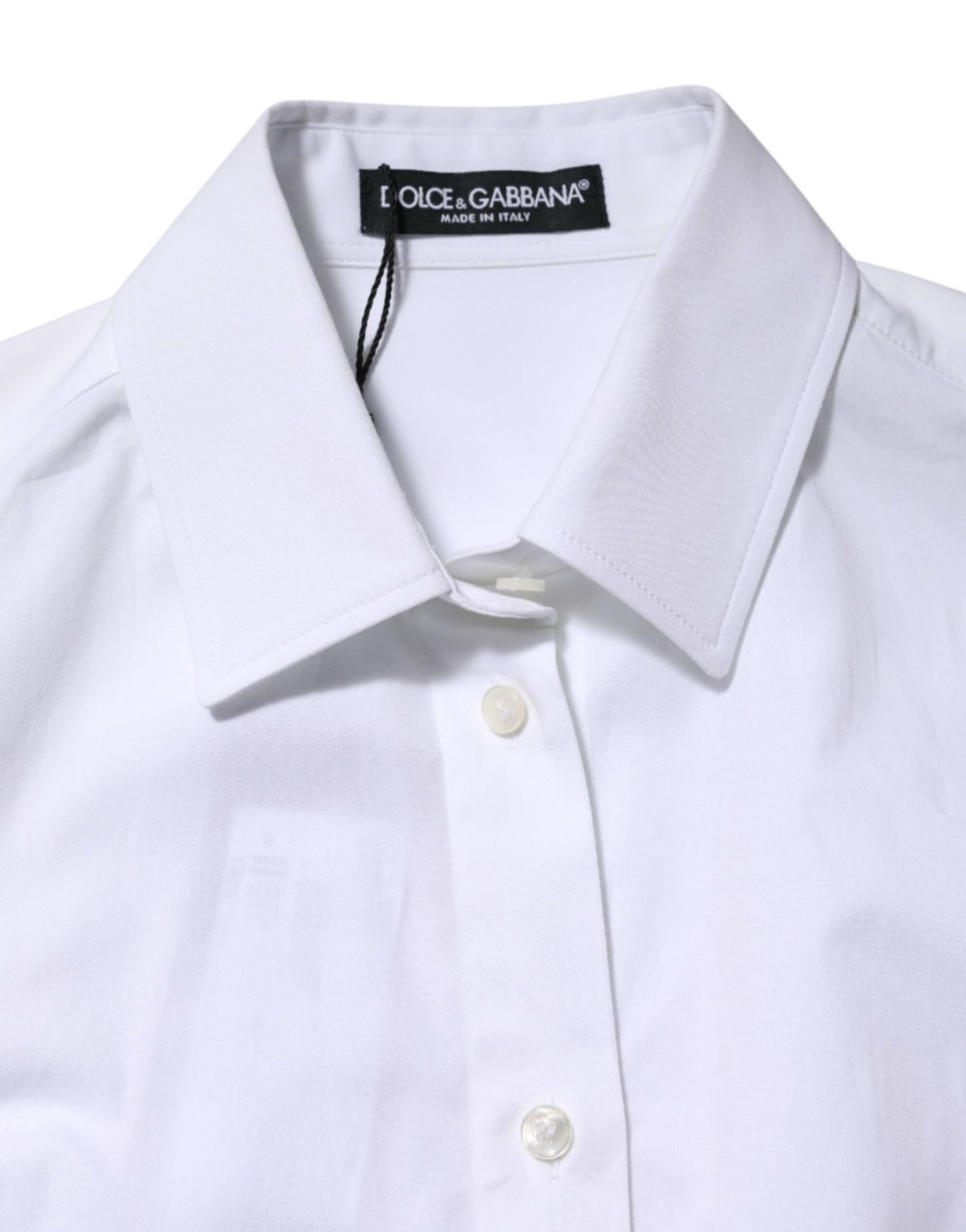 Dolce & Gabbana White Cotton Long Sleeves Collared Shirt Top