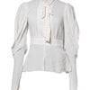 Dolce & Gabbana White Viscose Ascot Collar Long Sleeves Top