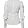 Dolce & Gabbana White Viscose Ascot Collar Long Sleeves Top