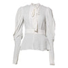 Dolce & Gabbana White Viscose Ascot Collar Long Sleeves Top