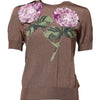 Dolce &amp; Gabbana – Blusentop mit Rundhalsausschnitt und Lilienverzierung in Braun