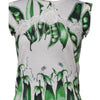 Dolce & Gabbana White Green Pea Print Sleeveless Blouse Top