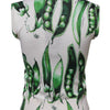 Dolce & Gabbana White Green Pea Print Sleeveless Blouse Top
