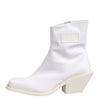Maison Margiela White Square Heel Zip Ankle Boots Shoes